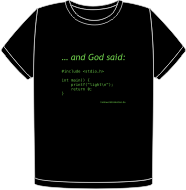Hello World in C: And God said t-shirt