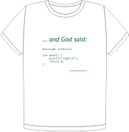 Hello World in C: And God said t-shirt