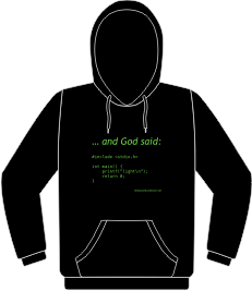 Hello World in C: And God said sweatshirt