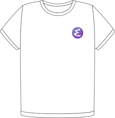 Emacs white heart t-shirt
