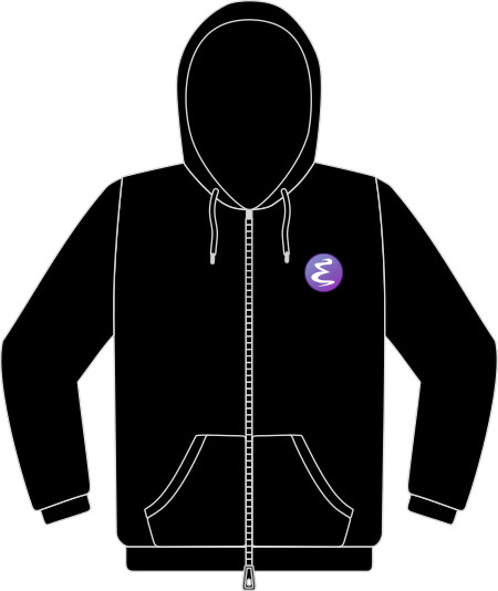 Emacs heart with zipper sweatshirt