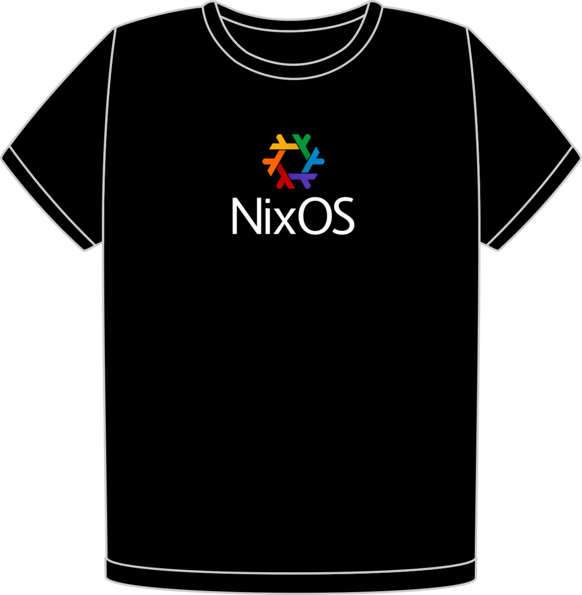 NixOS Rainbow t-shirt